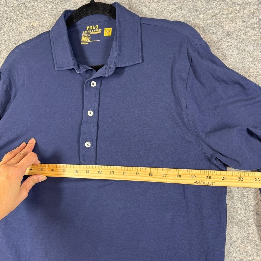 Polo Ralph Lauren Performance Navy Long Sleeve Polo Shirt Men’s M Classic Fit - Picture 11 of 14